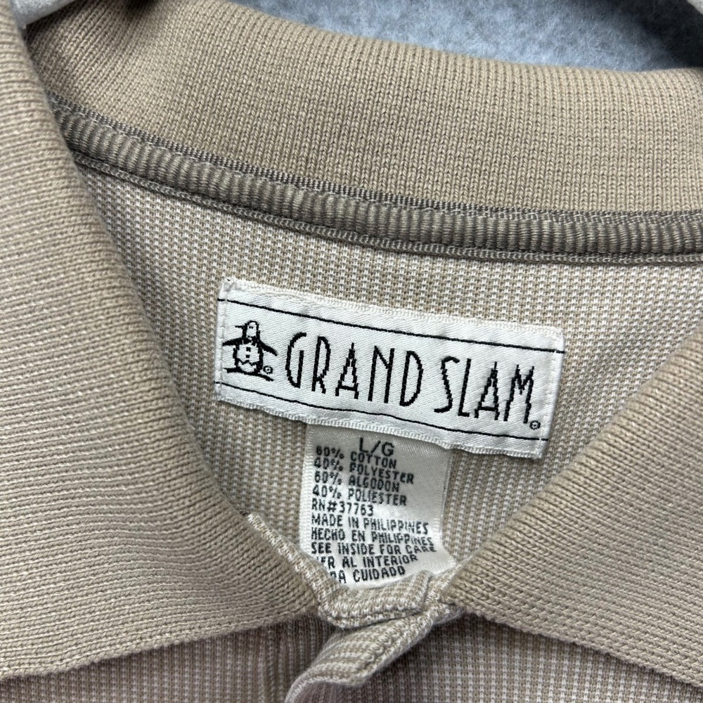 Grand Slam Polo Shirt Mens Large Tan Dadcore Minimalist - Picture 2 of 6